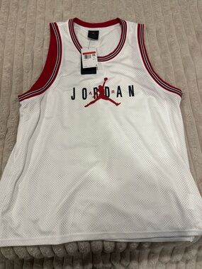 Jordan Men’s White & Red Mesh Basketball Jersey